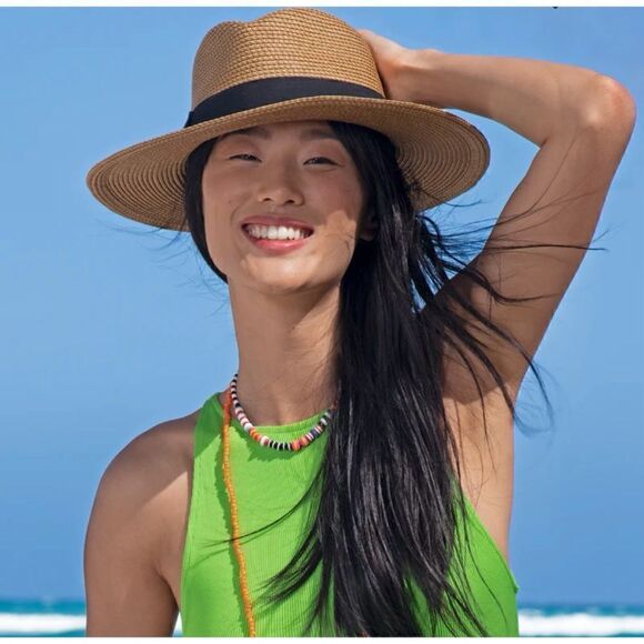 Eric Javits Straw Fedora Hat with Black Band main image 9